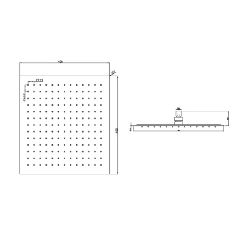 Just Taps Glide Ultra-Thin Square Shower Head 400mm Chrome detail view - Image 4