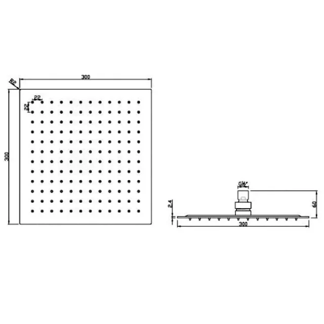 Just Taps Glide Ultra-Thin Square Shower Head 300mm Chrome detail view - Image 4