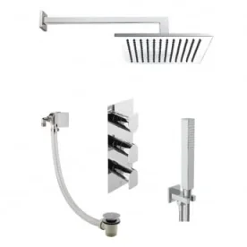 Just Taps Form 2 Outlet Shower Valve, Arm 400mm, Overhead Shower 200mm, Water Outlet And Holder, Exofil Click Clack