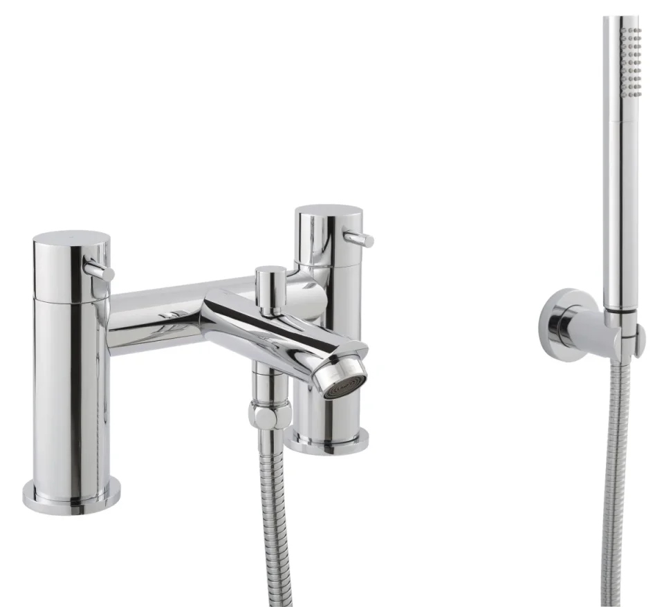 Just Taps Fonti Deck Mounted Bath Shower Mixer With Kit Chrome detail view - Image 1