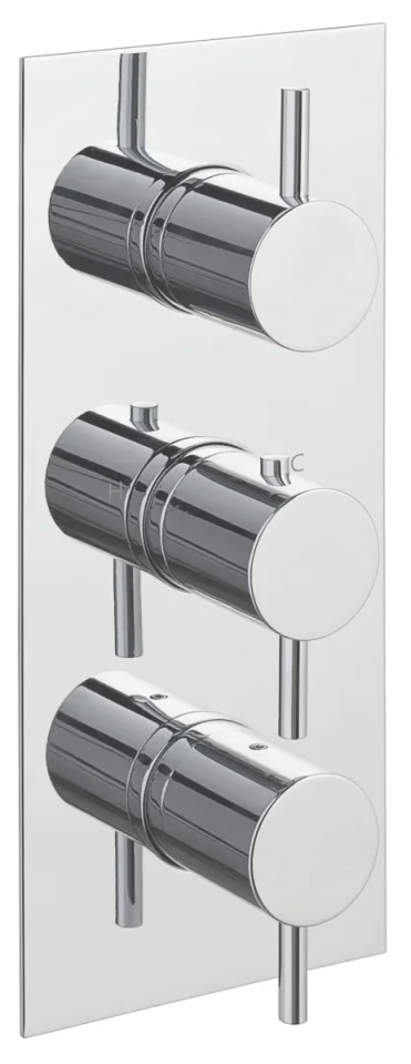 Just Taps Florence Thermostatic Concealed 3 Outlet  Vertical Designer Handle Chrome detail view - Image 1