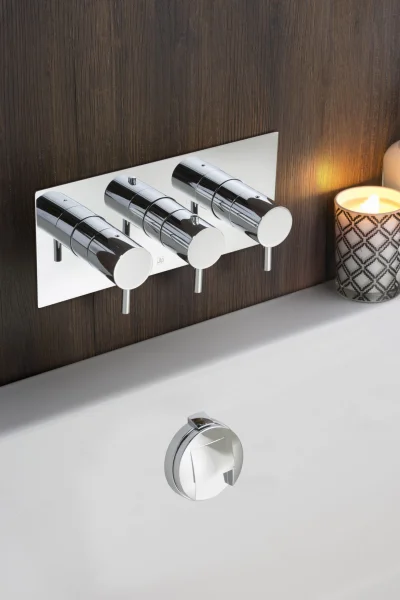 Just Taps Florence Thermostatic Concealed 3 Outlet  Horizontal Designer Handle Chrome