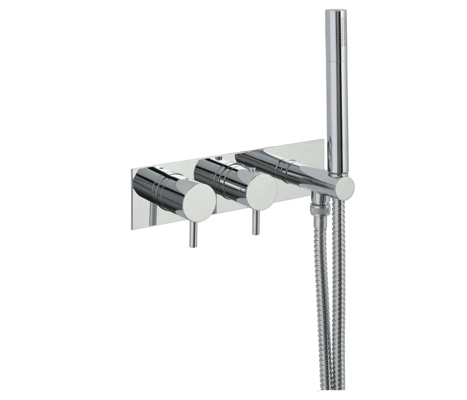 Just Taps Florence Thermostatic Concealed 2 Outlet With Attached Handset Chrome detail view - Image 1