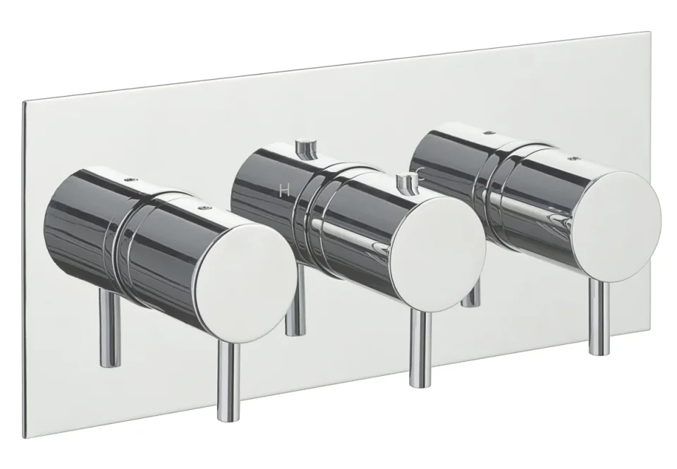 Just Taps Florence Thermostatic Concealed 2 Outlet  Horizontal Designer Handle Chrome detail view - Image 1