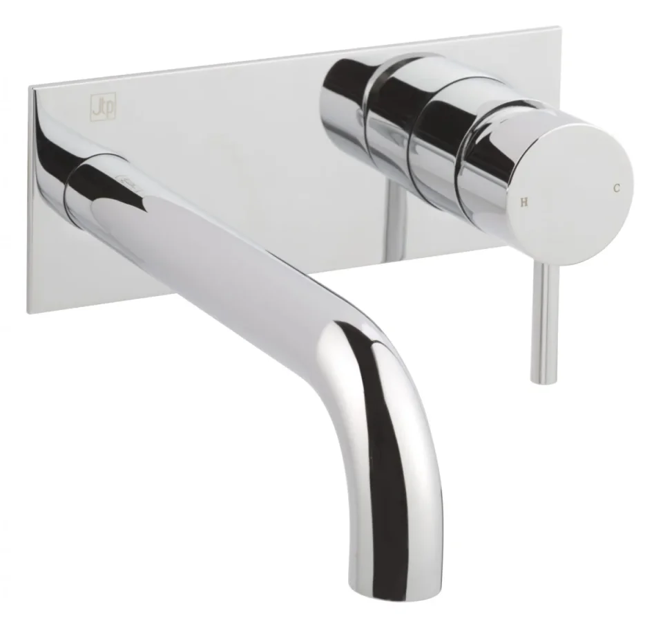 Just Taps Florence Single Lever Wall Mounted Basin Mixer 240mm Chrome detail view - Image 1