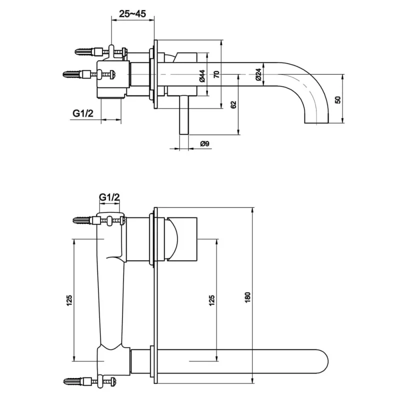 Just Taps Florence Single Lever Wall Mounted Basin Mixer 120mm Chrome detail view - Image 4