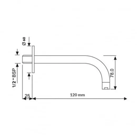 Just Taps Florence Basin Spout With Wall Flange 120mm Chrome detail view - Image 4