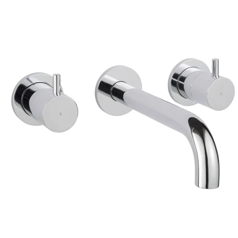 Just Taps Florence 3 Hole Wall Mounted Basin Mixer Chrome detail view - Image 4