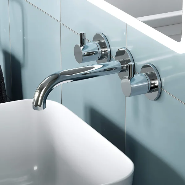 Just Taps Florence 3 Hole Wall Mounted Basin Mixer Chrome