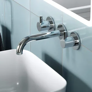 Just Taps Florence 3 Hole Wall Mounted Basin Mixer Chrome