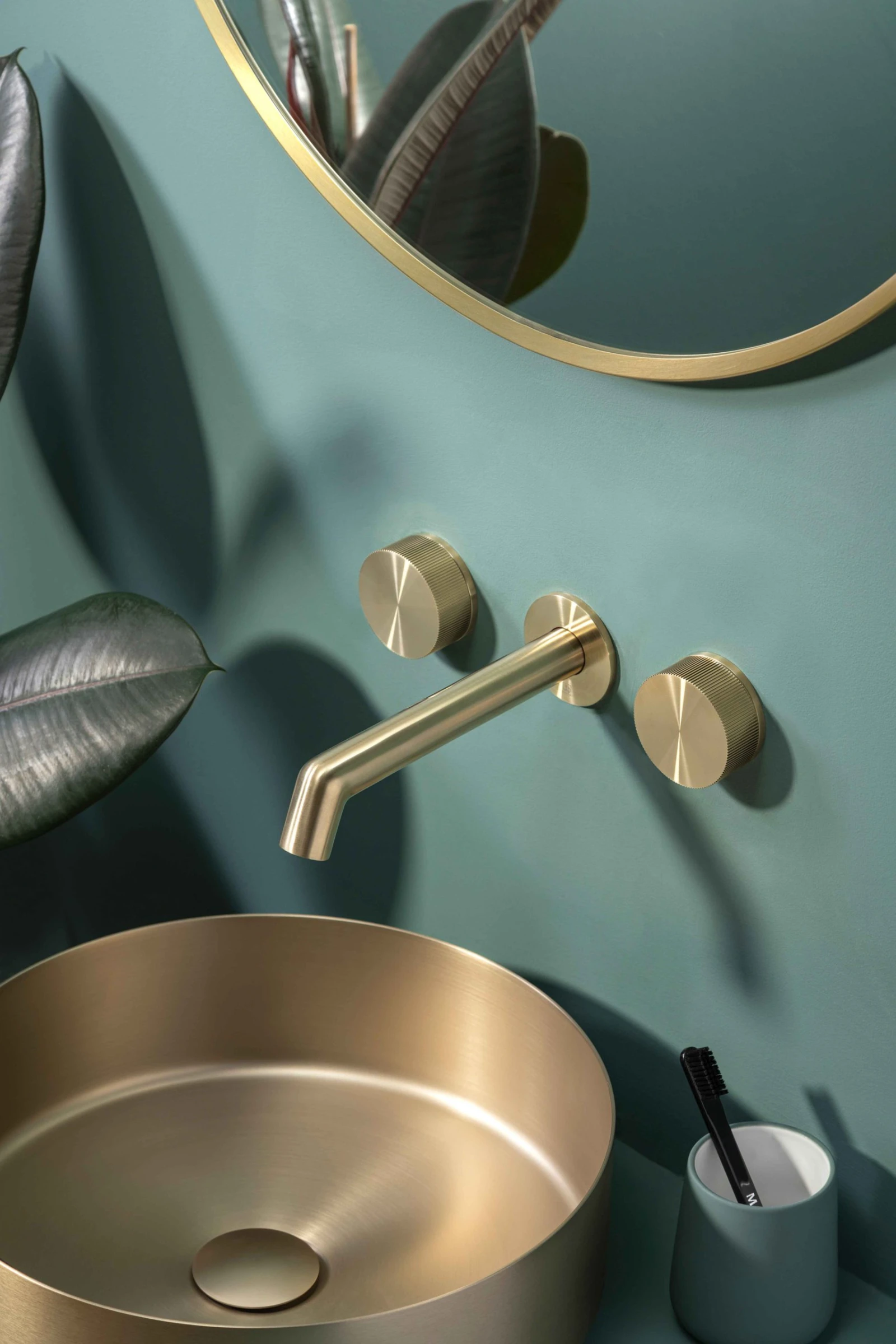 Just Taps Evo Wall Valves Brushed Brass