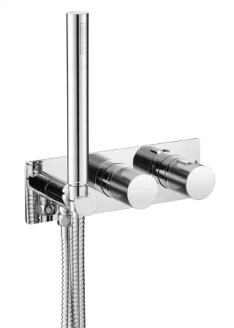 Just Taps Evo Thermostatic Concealed 3 Outlet Shower Valve Chrome detail view - Image 1