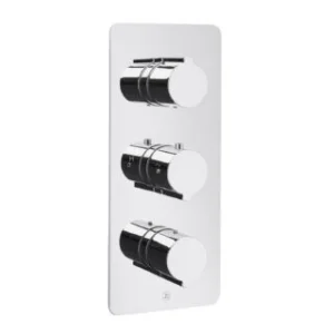 Just Taps Curve Thermostatic Shower Valve 3 Options 3 Handles Verticle Chrome