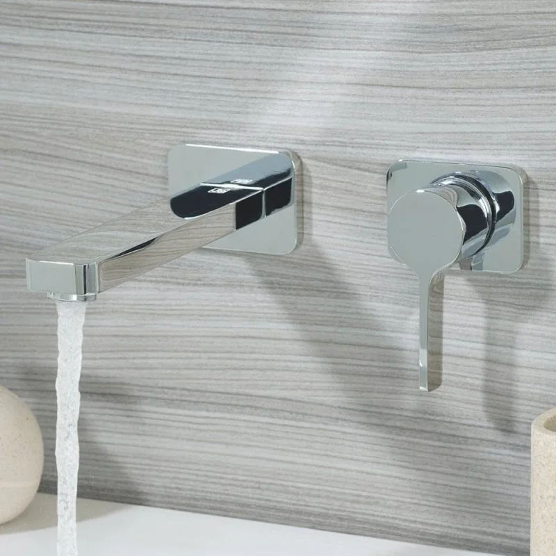 Just Taps Curve Single Lever Wall Mounted Basin Mixer Chrome detail view - Image 1