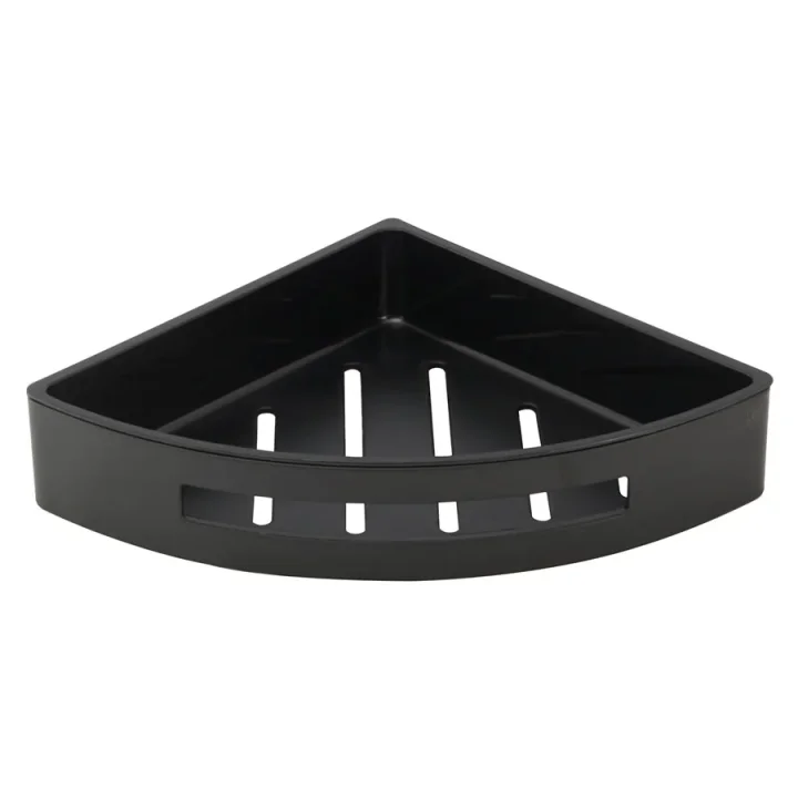Just Taps Corner Basket with Shelf Matt Black detail view - Image 1