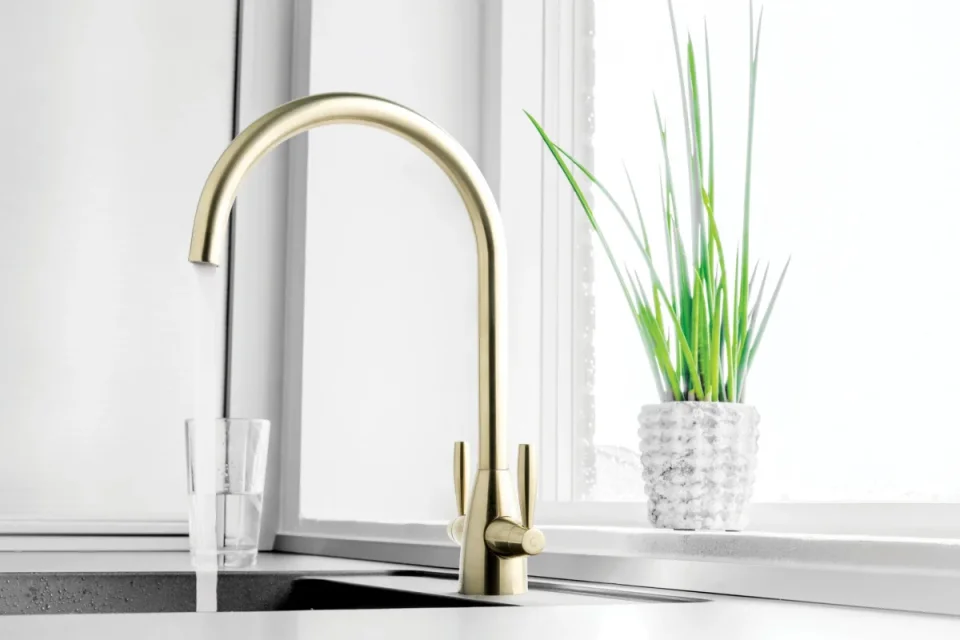Just Taps Blink Sink Mixer Swivel Spout Brushed Brass detail view - Image 2