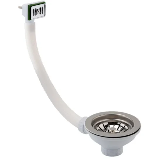 Just Taps Basket Strainer Waste Square Overflow Chrome detail view - Image 1