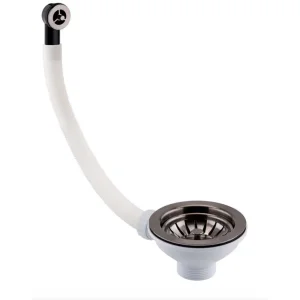 Just Taps Basket Strainer Waste Round Overflow Brushed Black
