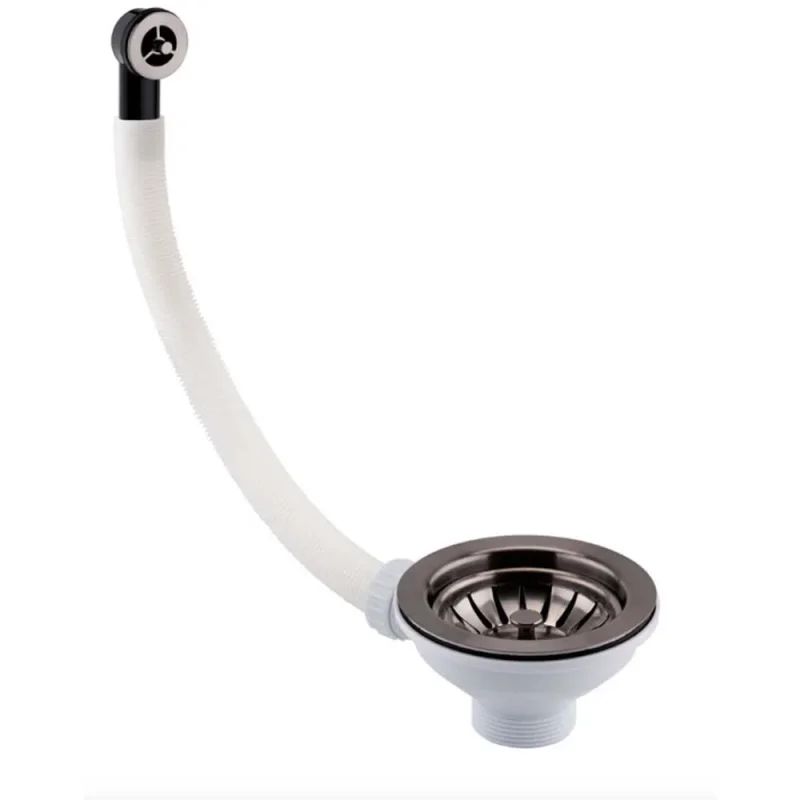 Just Taps Basket Strainer Waste Round Overflow Brushed Black detail view - Image 1