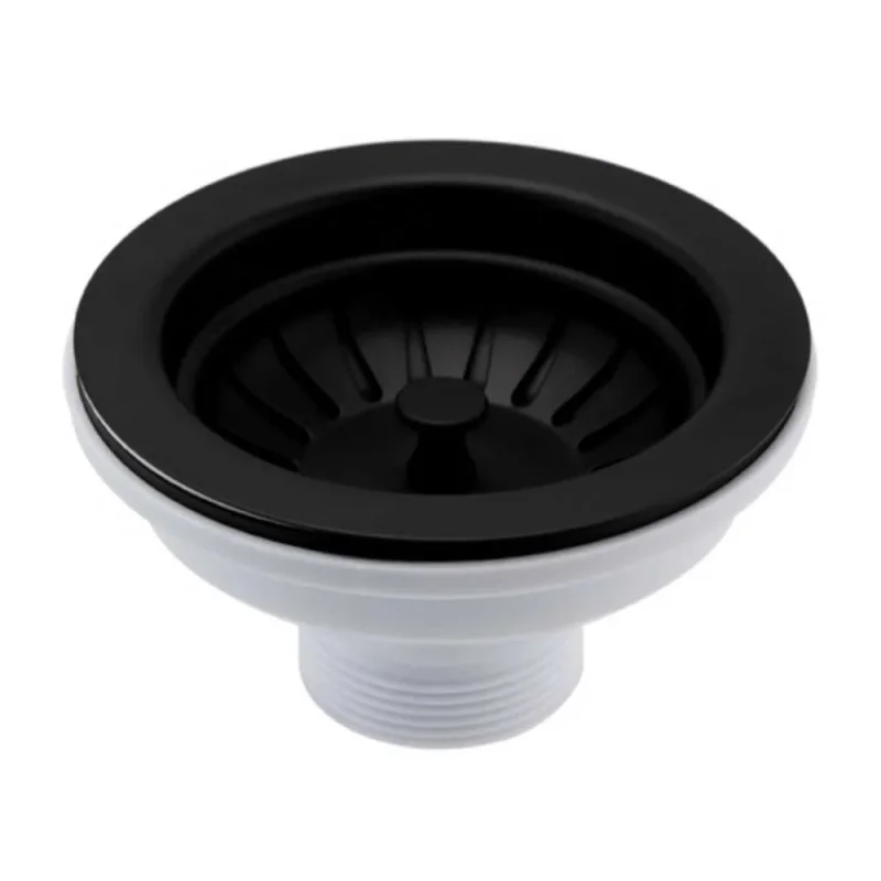 Just Taps Basket Strainer Waste Matt Black detail view - Image 1