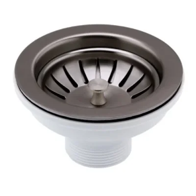 Just Taps Basket Strainer Waste Brushed Black detail view - Image 1