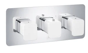 Just Taps Axel Thermo Concealed 2 Outlet Shower Valve Matt White Handle Chrome