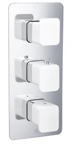 Just Taps Axel Thermo Concealed 2 Outlet Shower Valve Matt White Handle Chrome