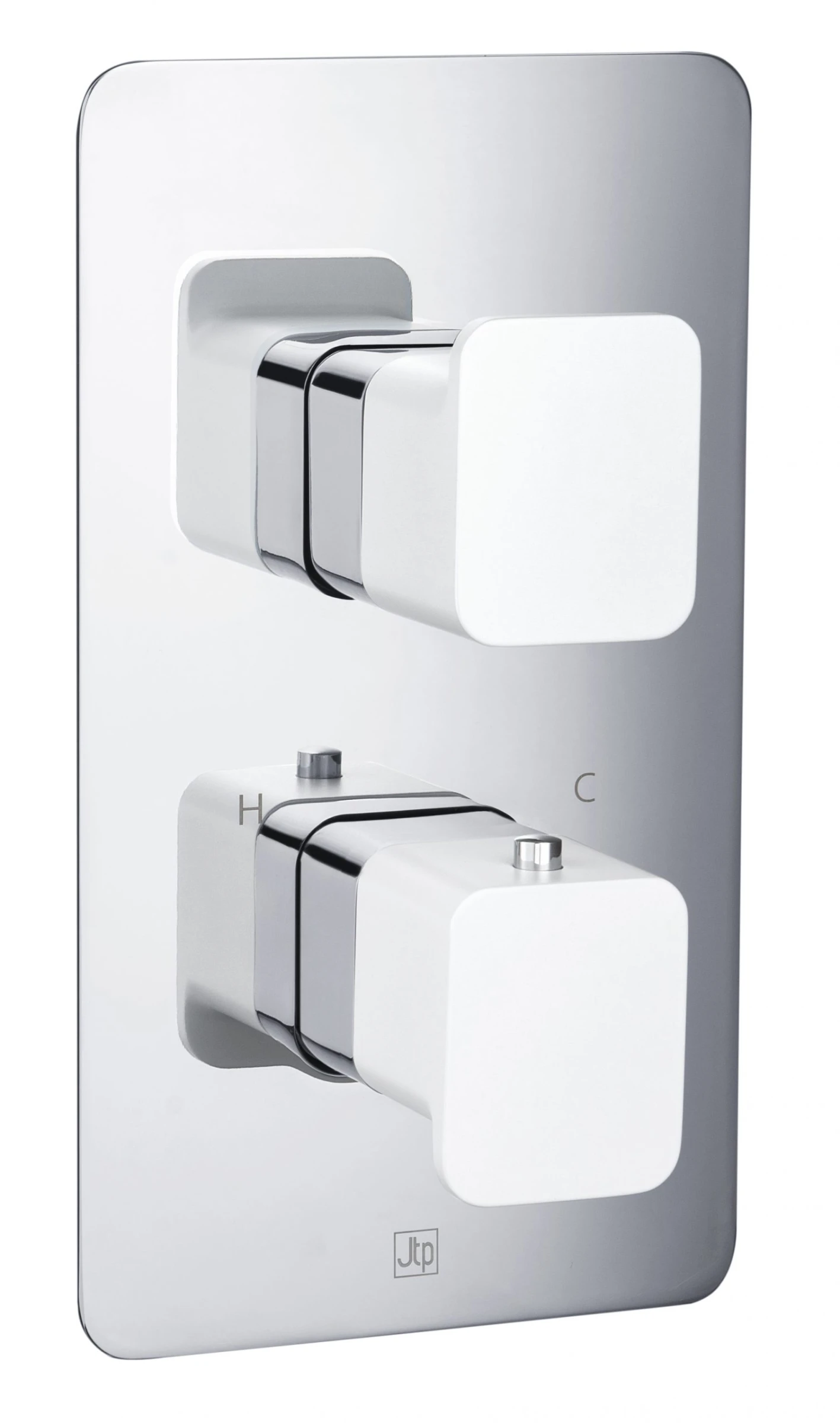 Just Taps Axel Thermo Concealed 1 Outlet Shower Valve Matt White Handle Chrome