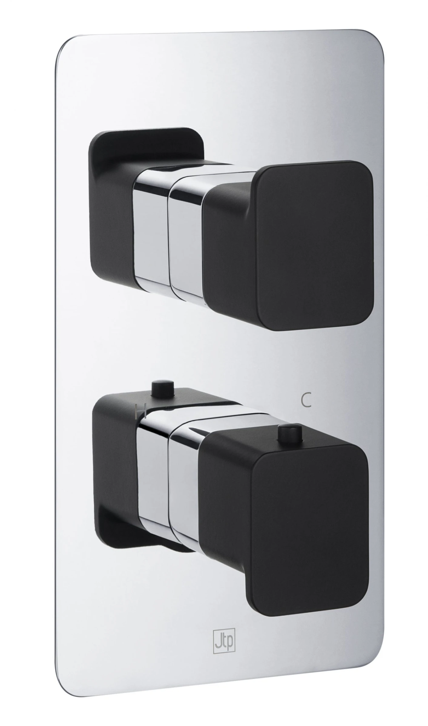 Just Taps Axel Thermo Concealed 1 Outlet Shower Valve Matt Black Handle Chrome