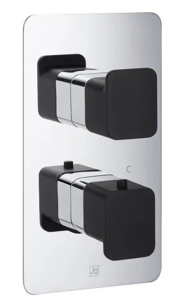 Just Taps Axel Thermo Concealed 1 Outlet Shower Valve Matt Black Handle Chrome