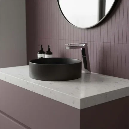 Just Taps Axel Single Lever Tall Basin Mixer Matt White Handle Chrome detail view - Image 2