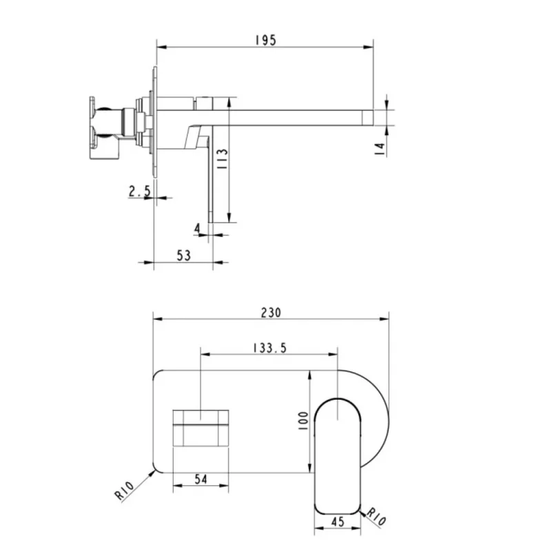 Just Taps Axel Single Lever Wall Mounted Basin Mixer Chrome detail view - Image 2