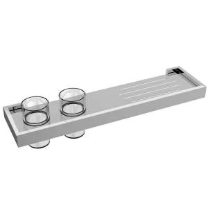 Just Taps Athena Twin Tumbler Holder With Shelf Chrome