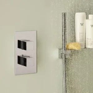 Just Taps Athena Square Shower Valve 2 Handle 1 Outlet Chrome