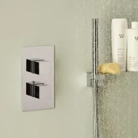 Just Taps Athena Square Shower Valve 2 Handle 1 Outlet Chrome