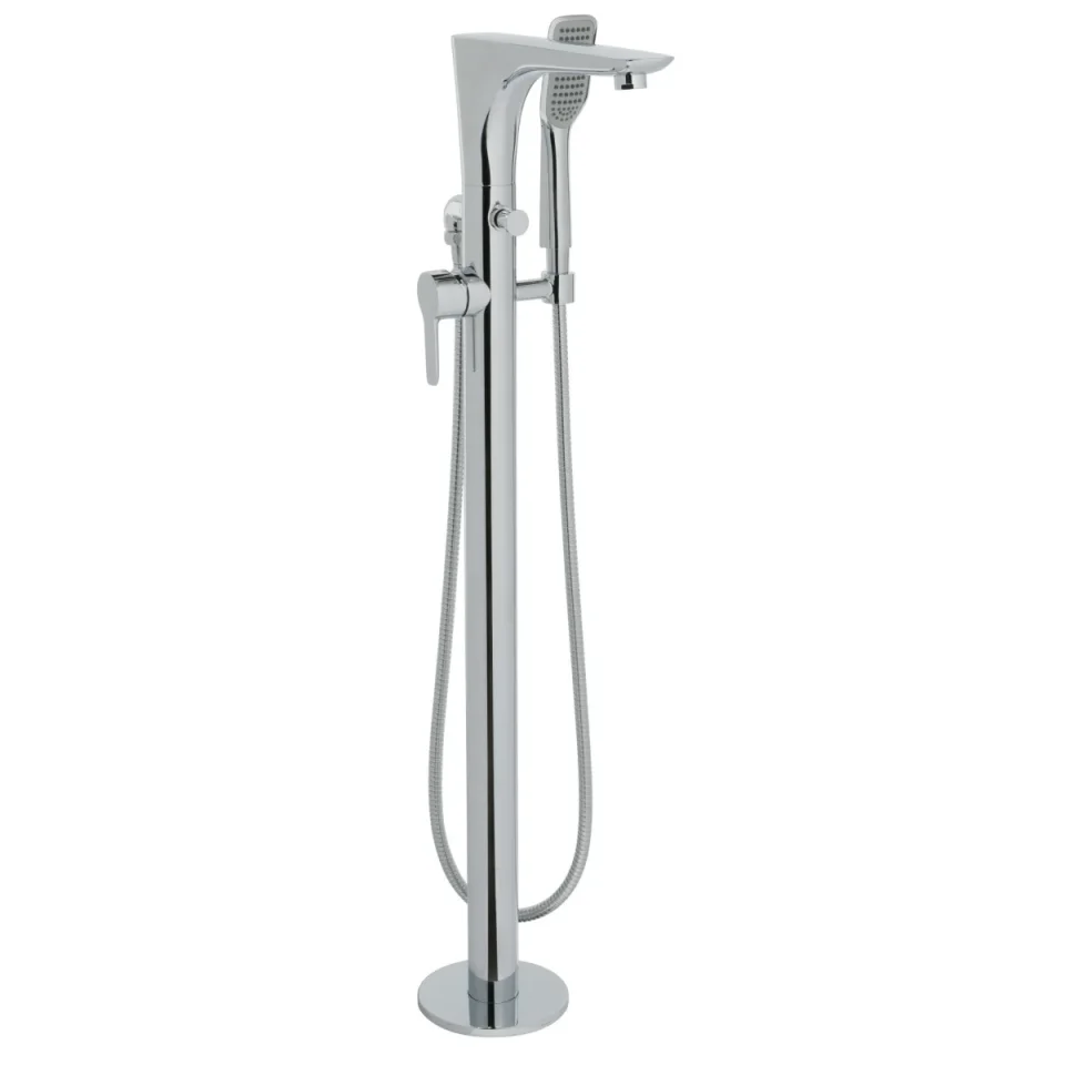 Just Taps Amore Floor Standing Bath Shower Mixer With Kit Chrome detail view - Image 1