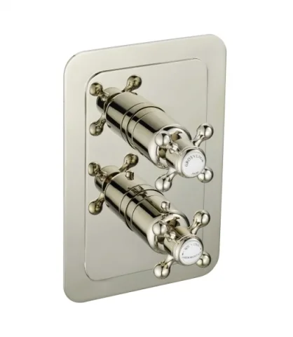 Just Taps Am Grosvenor Cross Thermo Concealed 1 Outlet Shower Valve Nickel detail view - Image 1