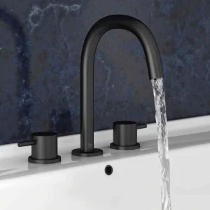 Just Taps 3 Hole Deck Mounted Basin Mixer With Designer Handle Matt Black