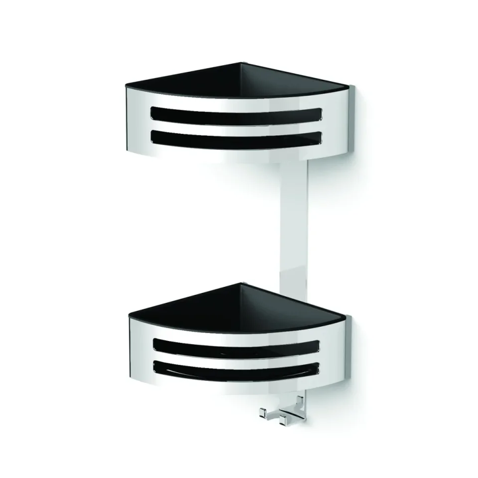 Hib Two Tier Corner Shower Basket (chrome) - Modern detail view - Image 1