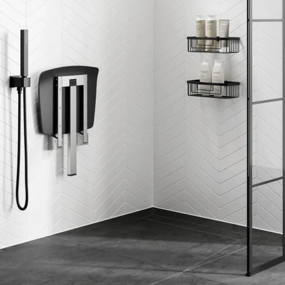 Hib Shower Seat With Support Leg (dark Grey) detail view - Image 3