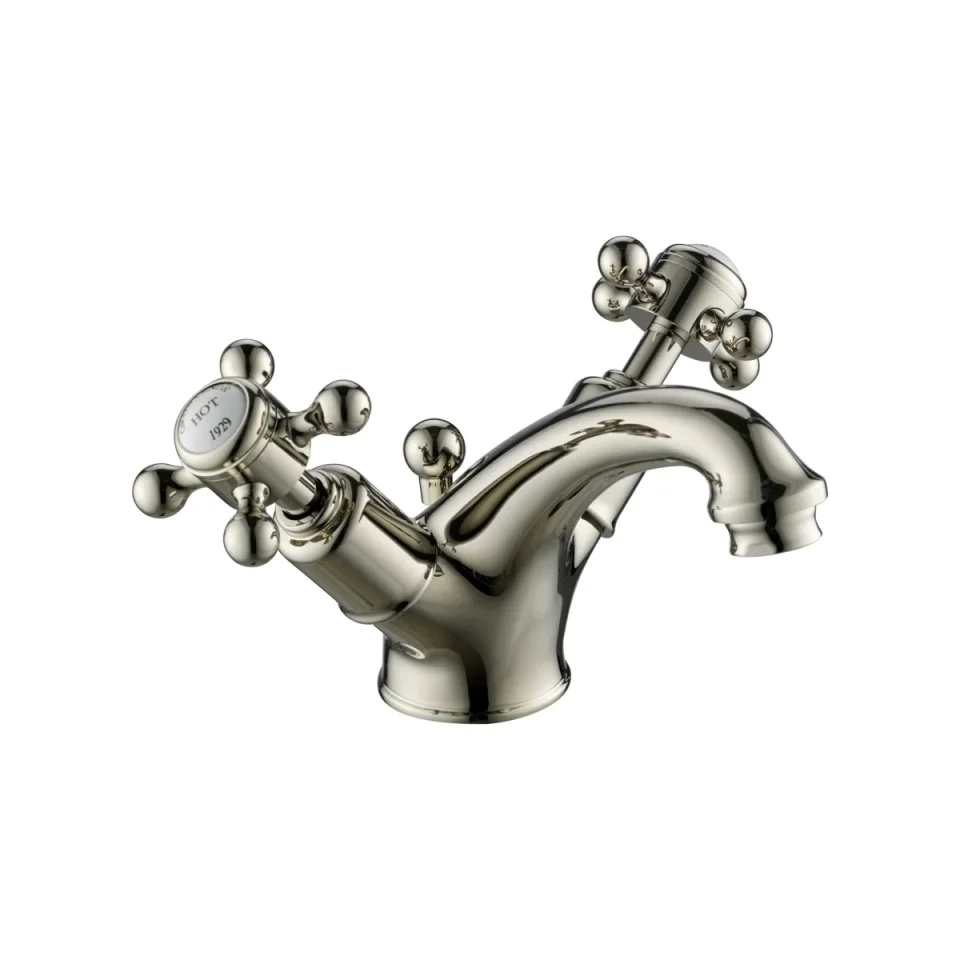Just Taps Grosvenor Cross Basin Mixer With Pop Up Waste Nickel product image - Image 2