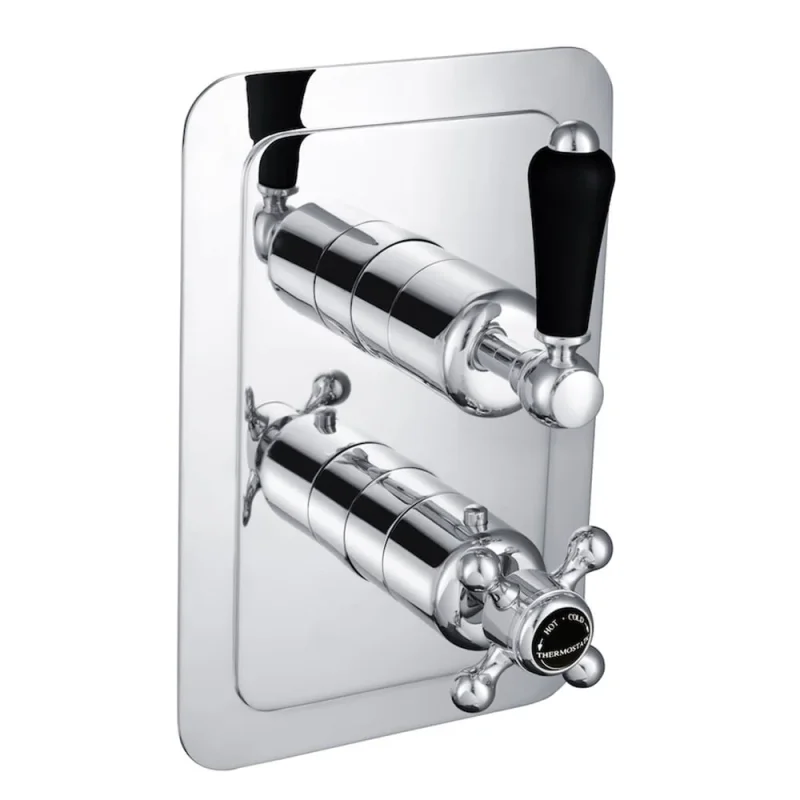 Just Taps Grosvenor Lever Concealed Thermostatic 2 Outlet Valve Matt Black product image - Image 2