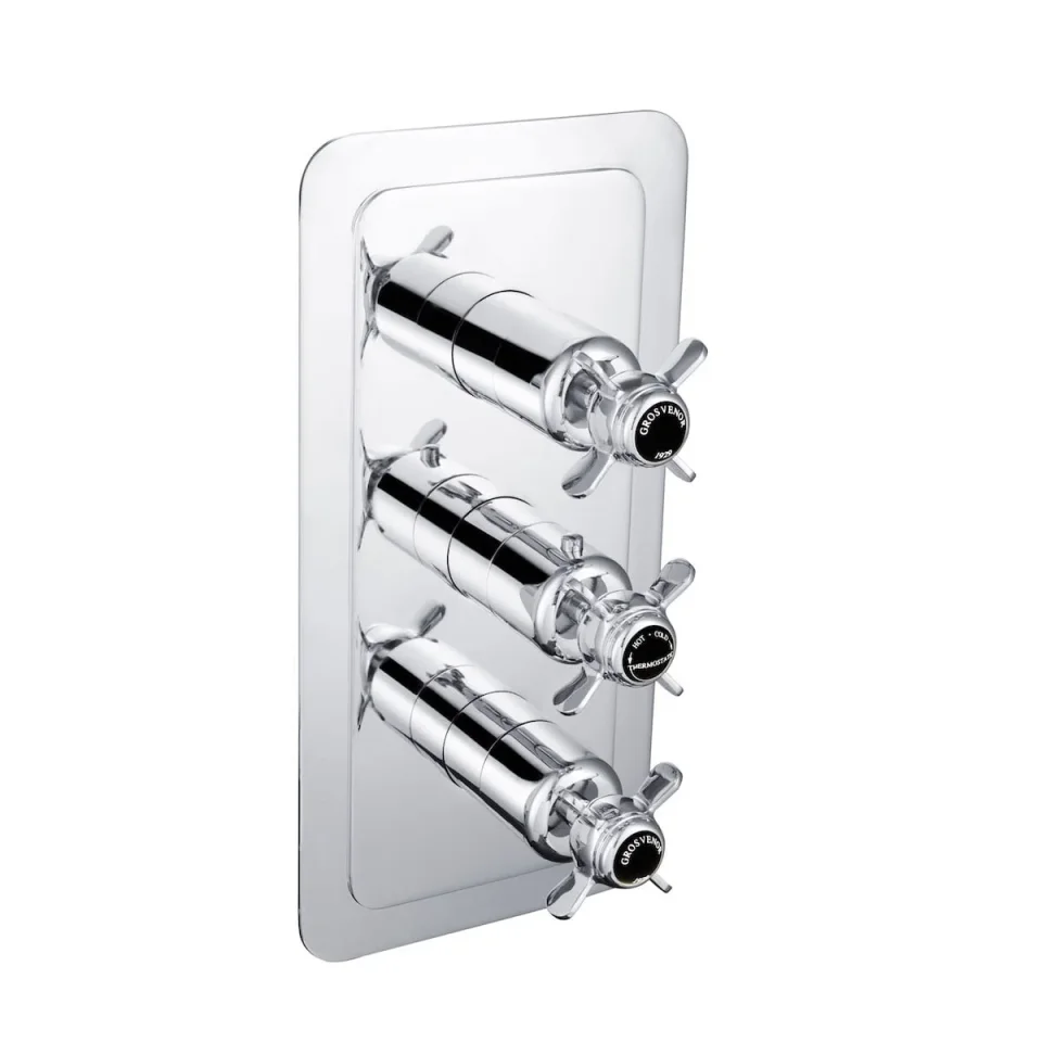Just Taps Grosvenor Pinch -Conc/Therm 2 Outlet Valve Vertical Matt Black product image - Image 2