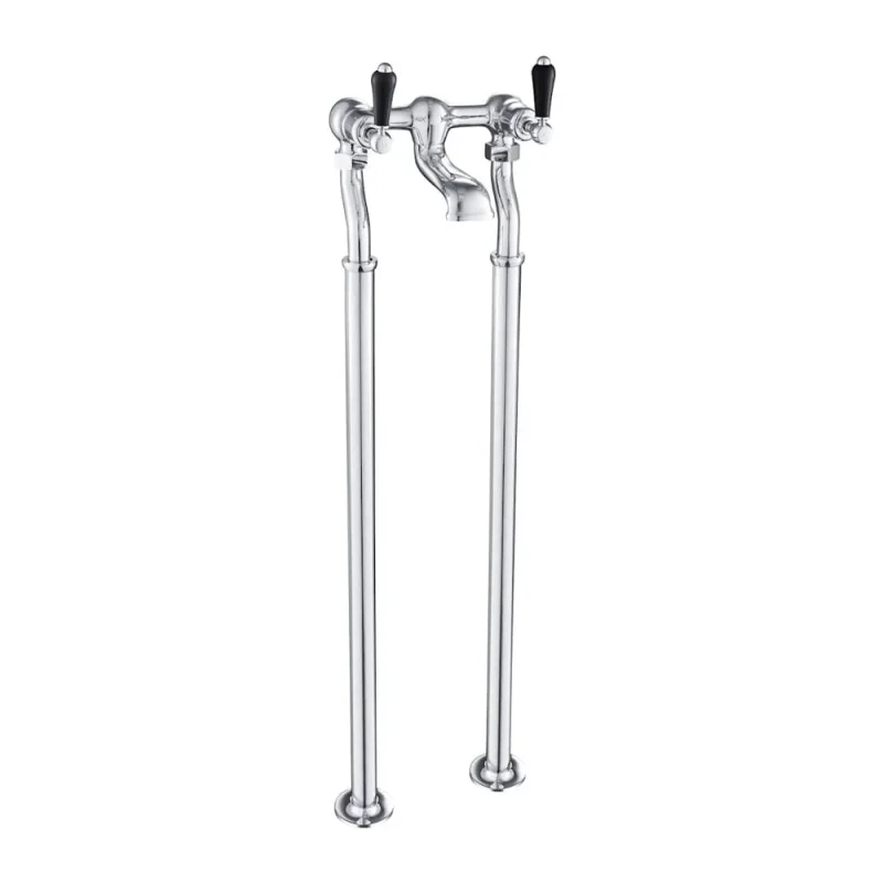 Just Taps Grosvenor Lever Freestanding Bath Filler Matt Black detail view - Image 3