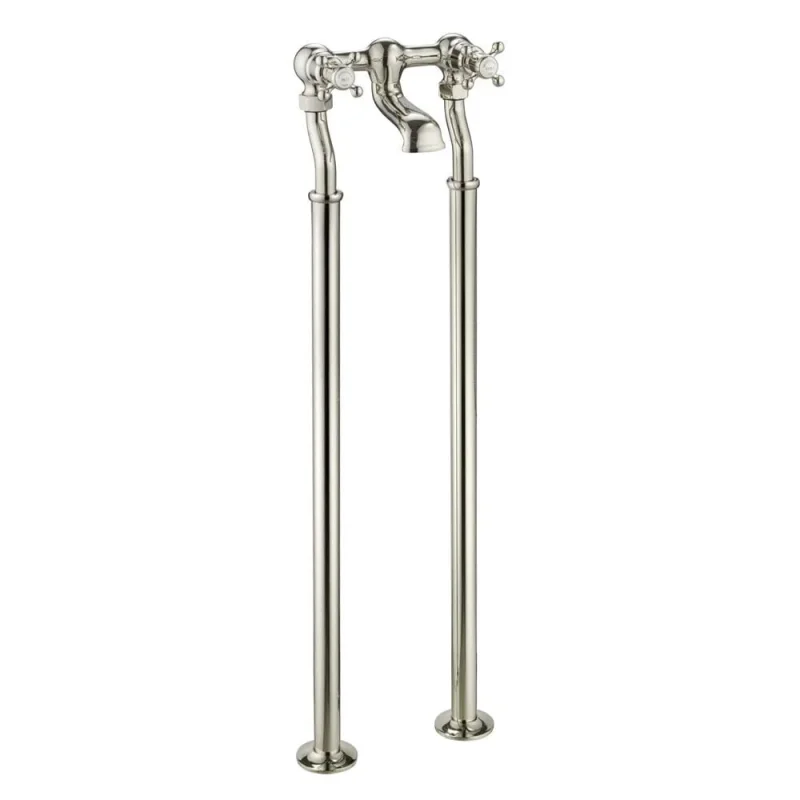 Just Taps Grosvenor Cross Freestanding Bath Filler Nickel detail view - Image 3