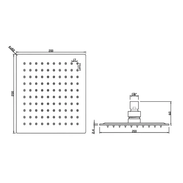 Just Taps Glide Ultra-Thin Square Shower Head 200mm Chrome product image - Image 3