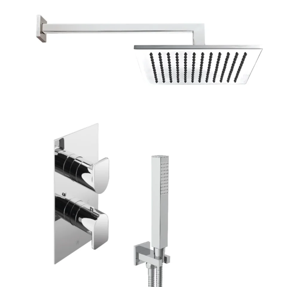 Just Taps Form 2 Outlet Shower Valve, Arm 400mm, Overhead Shower 200mm, Water Outlet And Holder product image - Image 2
