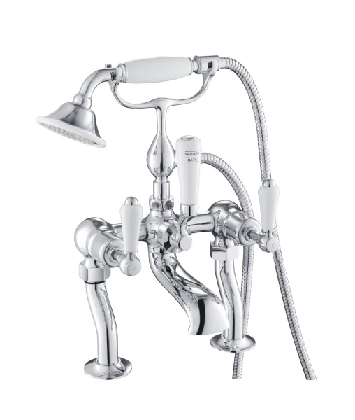 Just Taps Grosvenor Lever Deck Mounted Bath Shower Mixer With Kit Chrome