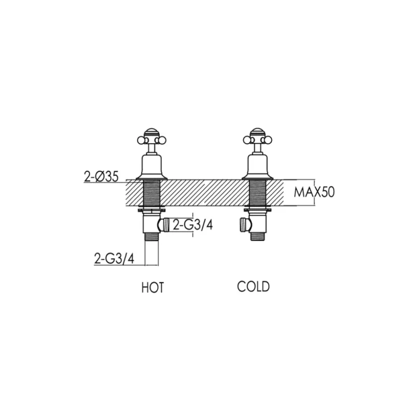 Just Taps Grosvenor Cross Panel Valves Chrome detail view - Image 3