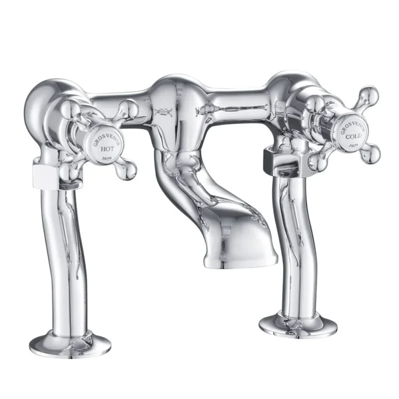 Just Taps Grosvenor Cross Deck Mounted Bath Filler Chrome product image - Image 2